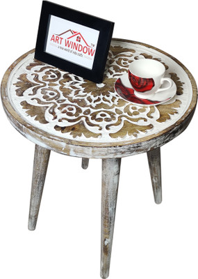 Art Window Flower White Coffee Table Living & Bedroom Stool(White)
