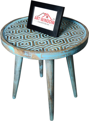 Art Window Hexagonal Blue Coffee Table Living & Bedroom Stool(Blue)