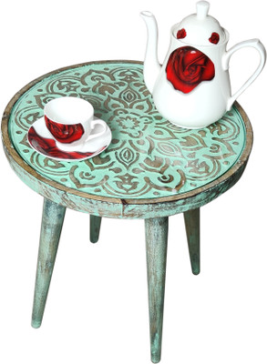 Art Window Floral Green Coffee Table Living & Bedroom Stool(Green)