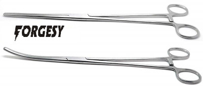 Forgesy PEAN ROCHESTER STRAIGHT & CURVED FORCEPS 10 INCH (2 PCS) Utility Forceps