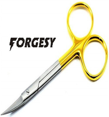 Forgesy IRIS SCISSOR CURVED WITH GOLD PLEATED HANDLE (5 INCH) Strong Cut Scissors(Sharp/Sharp Blades)