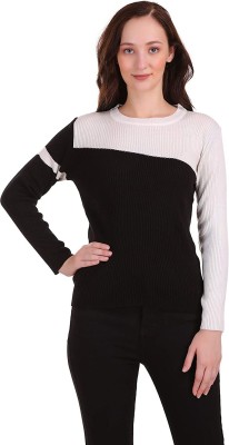 Joe Hazel Solid Round Neck Casual Women Black Sweater