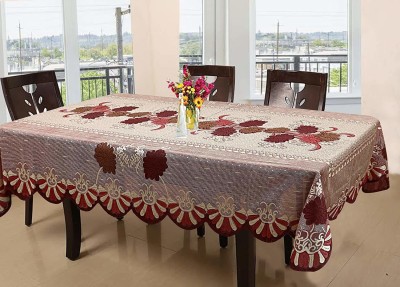 pk craft Floral 2 Seater Table Cover(Maroon, Cotton)