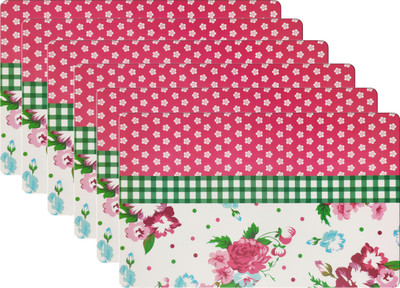 DPA Collection Rectangular Pack of 6 Table Placemat(Red, White, PVC)