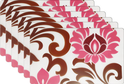 DPA Collection Rectangular Pack of 6 Table Placemat(Pink, White, PVC)