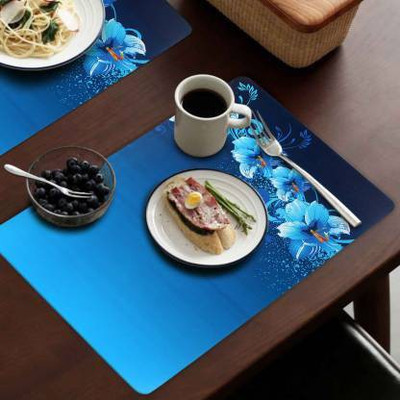 DPA Collection Rectangular Pack of 6 Table Placemat(Blue, PVC)
