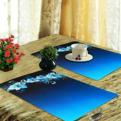 Dakshya Industries Rectangular Pack of 6 Table Placemat(Blue, PVC)