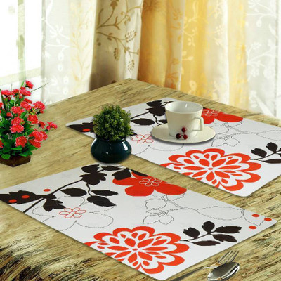 DPA Collection Rectangular Pack of 6 Table Placemat(Black, Red, PVC)