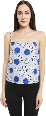 Smarty Pants Casual Shoulder Strap Printed Women Blue Top