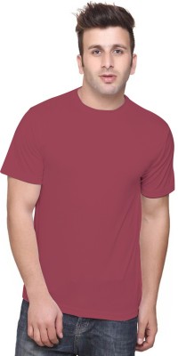 Biffy and Luffy Solid Men Round Neck Maroon T-Shirt