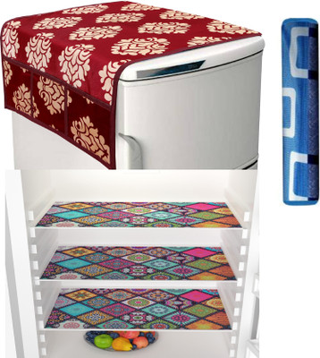 FRC Decor Refrigerator  Cover(Width: 56 cm, Maroon)