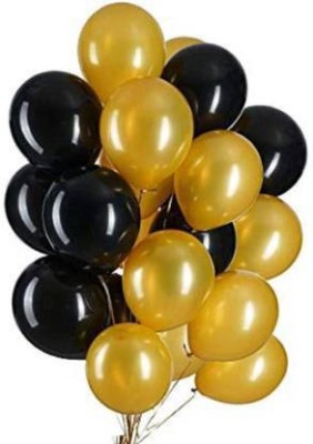 addick Solid Solid Metallic Golden and Black Pack of 100 Balloon Balloon(Gold, Black, Pack of 100)