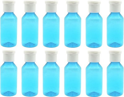 HARSH PET Refillable fliptop Cap Round Blue Bottle Set of 12 100 ml Bottle(Pack of 12, Blue, Plastic)