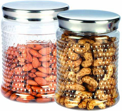 SAURA Crystal Pet jars with Steel Cap -1200 ml set of 6 - 1200 ml Plastic Utility Container(Pack of 6, Clear) Flipkart