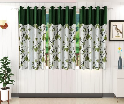 Ville Style 152 cm (5 ft) Polyester Room Darkening Window Curtain (Pack Of 3)(Floral, Green)