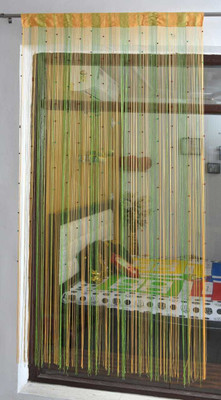 Pomp & Romp Premium Door String Beads 155 cm (5 ft) Blends, Polyester Transparent Window Curtain Single Curtain(Self Design, Motif, Green)