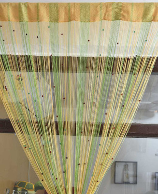 world choice 212 cm (7 ft) Door PVC Transparent Curtain Single Curtain(Green, Striped)