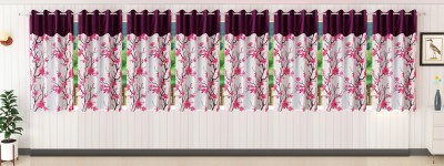 Stella Creations 152 cm (5 ft) Polyester Room Darkening Window Curtain (Pack Of 8)(Printed, Pink)