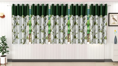Stella Creations 152 cm (5 ft) Polyester Room Darkening Window Curtain (Pack Of 5)(Plain, Green)