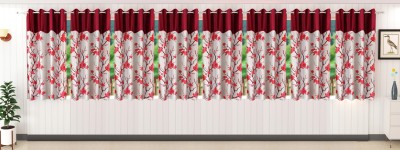 Stella Creations 152 cm (5 ft) Polyester Room Darkening Window Curtain (Pack Of 8)(Printed, Maroon)