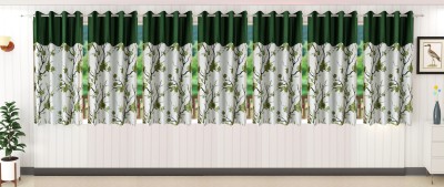 Stella Creations 152 cm (5 ft) Polyester Room Darkening Window Curtain (Pack Of 7)(Printed, Green)