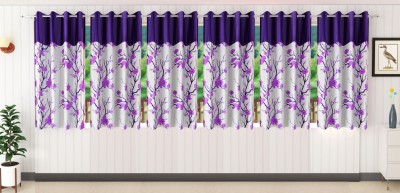Stella Creations 152 cm (5 ft) Polyester Room Darkening Window Curtain (Pack Of 6)(Printed, Purple)