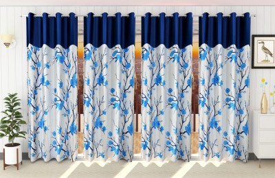 Flipkart SmartBuy 274 cm (9 ft) Polyester Room Darkening Long Door Curtain (Pack Of 4)(Printed, Aqua)