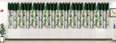 Stella Creations 152 cm (5 ft) Polyester Room Darkening Window Curtain (Pack Of 8)(Printed, Green)