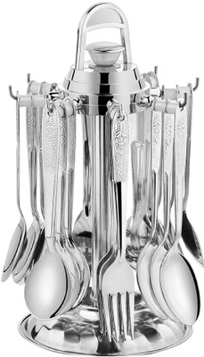 Ajuss Sweety Cutlery Set With Stand |Spoon Set Stainless Steel | 24 Pieces Cutlery Set With Stand, Silver Stainless Steel Cutlery Set(Pack of 1)