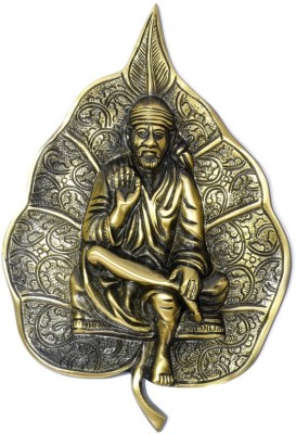 H&T PRODUCTS Sai Baba On Peepal Leaf Decorative Showpiece (Brass,Size 8.5 inch,Pack of 1) Decorative Showpiece  -  8.5 cm(Brass, Brown)
