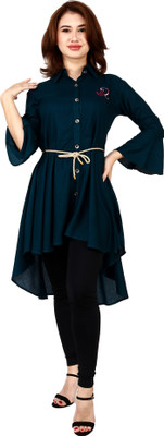 INSPIRE THE NEXT Women High Low Green Midi/Calf Length Dress