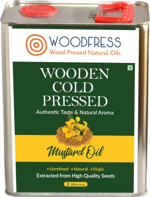 WOODFRESS Wooden Cold Pressed Mustard Oil 3L (Sarson ka Tel / Wood Pressed / Lakdi Ghani) Mustard Oil Tin(3 L)