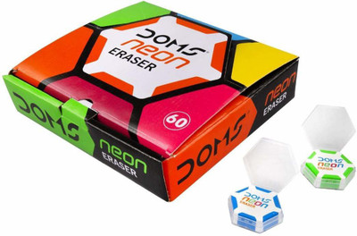 DOMS Neon Hex Dust Free Eraser 60 Pcs Eraser(Set of 60, Multicolor)