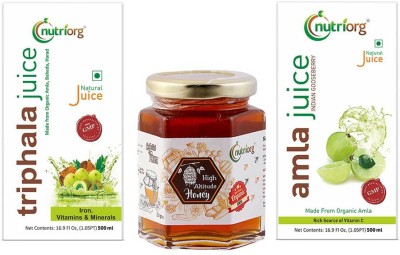 Nutriorg Digestion Care Combo(Amla Juice 500ml, Triphala Juice 500ml, Certified Organic High Altitude Honey 250g)