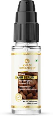 khadi ORGANIQUE Hair Serum enrich with Almond Oil Combats hair loss, stimulate sebum production, healthier and shinier hairs, remove roughness and frizz  (50 ml)