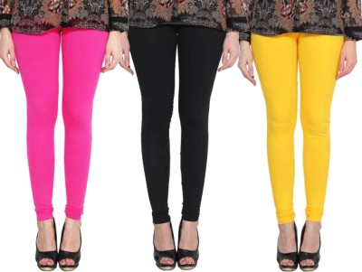 Clarita Churidar  Ethnic Wear Legging(Pink, Black, Yellow, Solid)