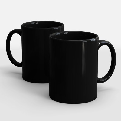 Sublikraft Black Coffee mug Ceramic Coffee Mug(330 ml, Pack of 2)