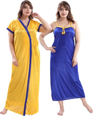 Be You Women Nighty with Robe(Multicolor)