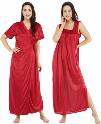 Dreer Women Nighty Set(Maroon)