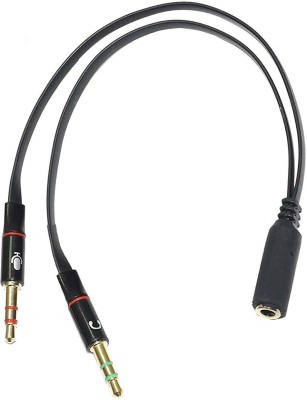 Vinayakart Black Gold Plated 2 Male to 1 Female 3.5mm Headphone Earphone Mic Audio Y Splitter Cable for PC Laptop – Black Phone Converter(ios)