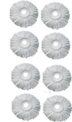 shopzillla 360 Rotating Magic Spin Microfiber Mop Head Refill Pack OF 8 Super Absorbent Refills for All Home & Office Floor Cleaning only Refill Refill(White)