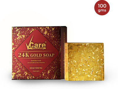 Vcare 24K Gold Soaps for Bath 125g, Best Anti Aging Soap Bar for Women and Men(2 x 100 g)