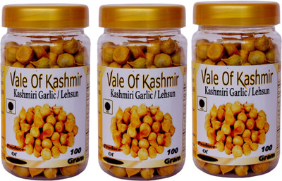 vale of kashmir Kashmiri Lasun / Lehsun / Garlic 300 gm Pack Of 3 From Kashmir | Snow Mountain Garlic | Himalayan Single Clove(3 x 100 g)