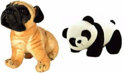 Rockjon stuffed Soft Animal Toy for kids/Birthday Gift/Boy/Girl Combo of Panda and Pug Dog - 35 cm - 35 cm (Multicolor)  - 35 cm(Multicolor)