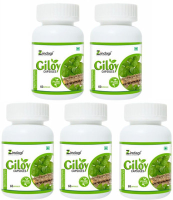 Zindagi Giloy Extract Capsules - For Immunity Booster - 60cap(5 x 60 No)