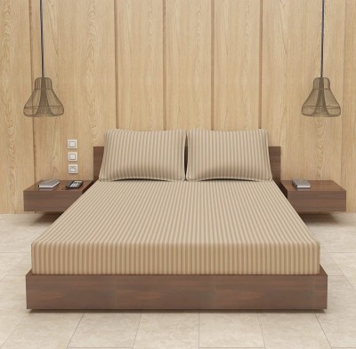 Divine Homes 144 TC Polycotton Double Solid Flat Bedsheet(Pack of 3, Brown)