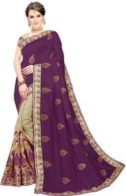 Trijal Fab Embroidered Bollywood Silk Blend Saree(Multicolor)