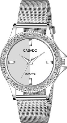 CASADO Elite Dual Tone White and Silver Dial With Exclusive Diamond Studded Stainless Steel Case and Sheffer Chain for Uptown Girl's Elite Dual Tone White and Silver Dial With Exclusive Diamond Studded Stainless Steel Case and Sheffer Chain for Uptown Girl's Analog Watch  - For Girls