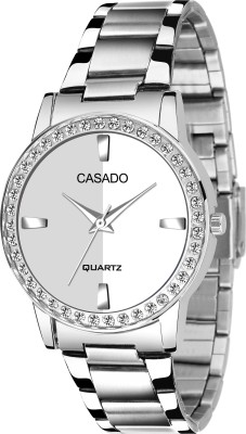 CASADO Elite Dual Tone White and Silver Dial With Exclusive Diamond Studded Stainless Steel Case for Uptown Girl's Elite Dual Tone White and Silver Dial With Exclusive Diamond Studded Stainless Steel Case for Uptown Girl's Analog Watch  - For Girls