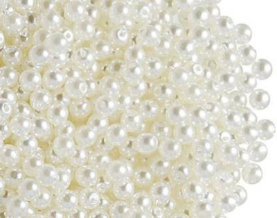 Crafto Glass Pearl Round Beads White for Jewellery Making, Beading, Arts and Crafts and Embroidery Work, Size 3 mm , 200 beads